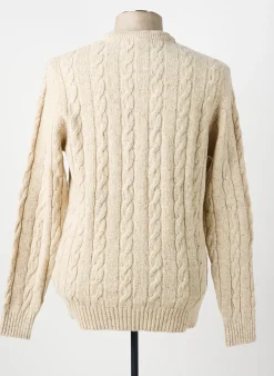 Pull Territoire D'homme Beige Manches Longues