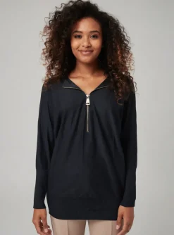 Pull Tunique C.m.p 55 Noir Manches Longues