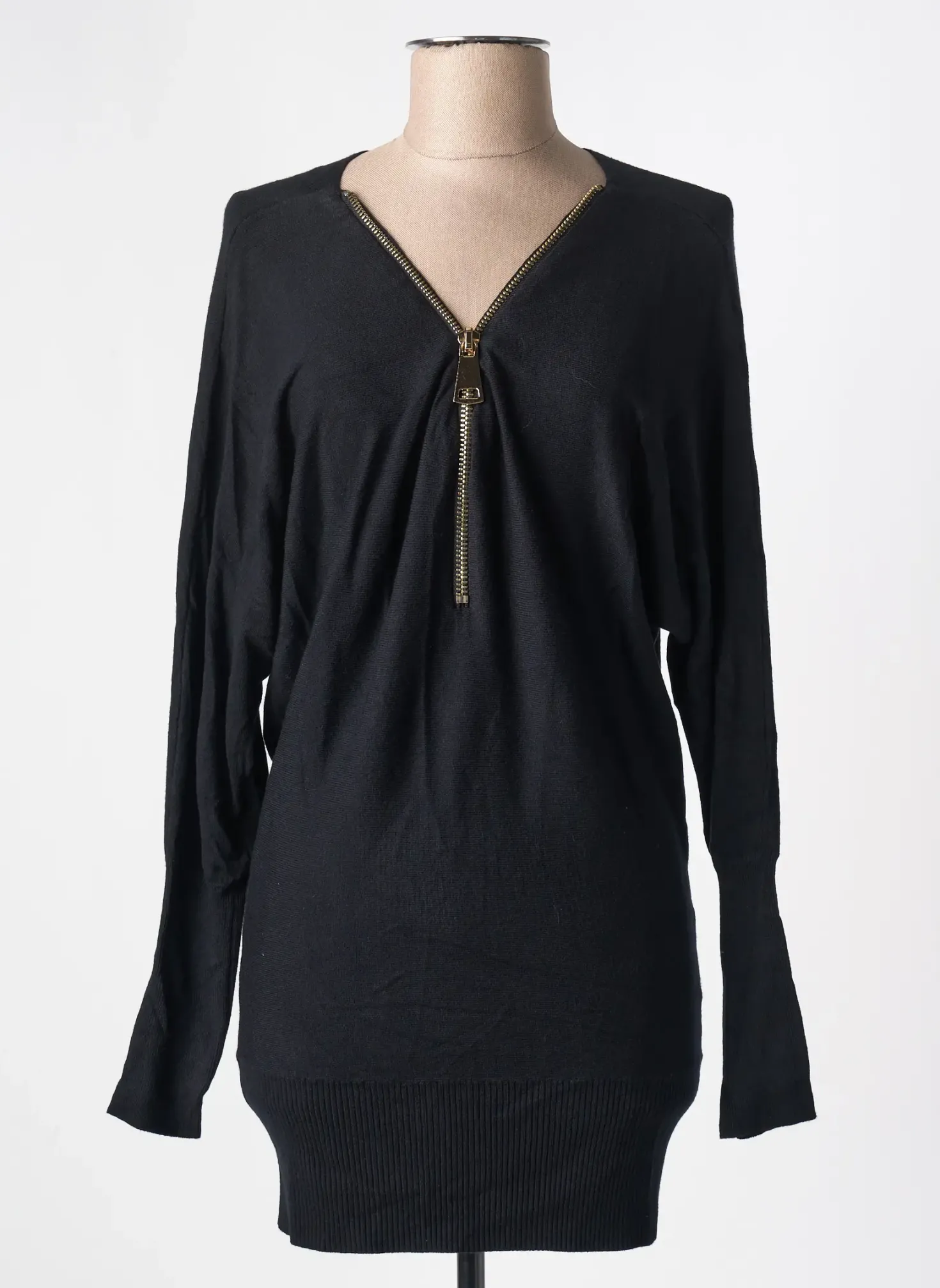 Pull Tunique C.m.p 55 Noir Manches Longues