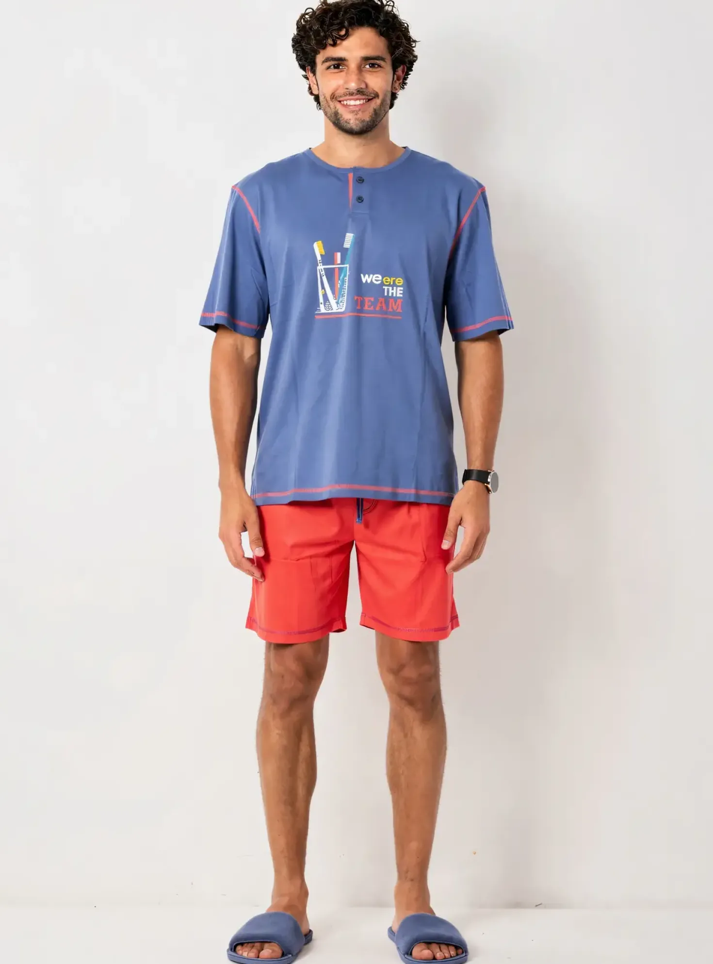 Pyjashort Christian Cane Bleu