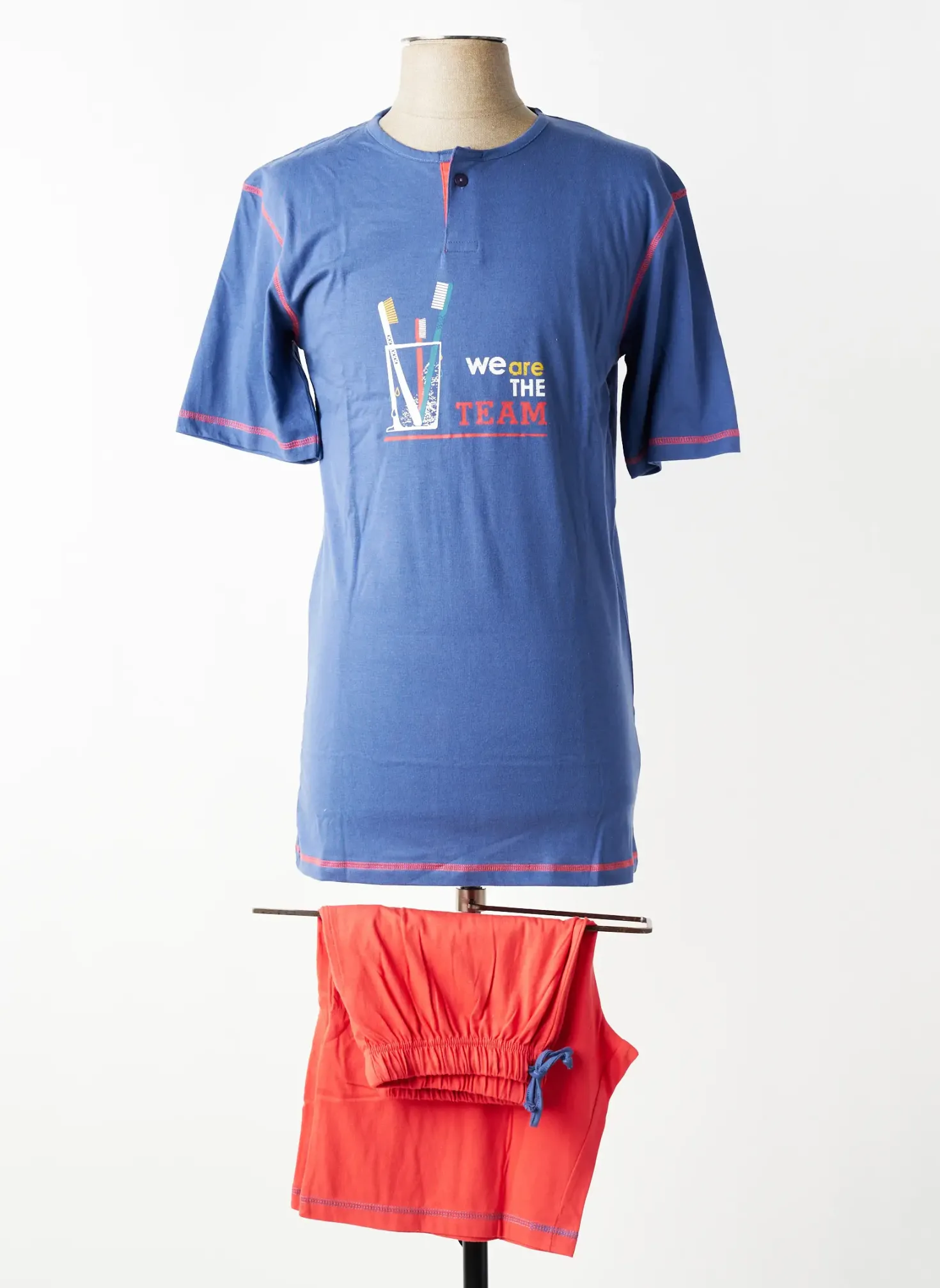 Pyjashort Christian Cane Bleu