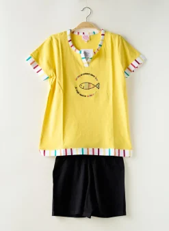 Pyjashort Rose Pomme Jaune