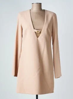 Robe Courte Access Fashion Beige Manches Longues