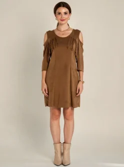 Robe Courte Ell'a Marron Fonce Manches Longues