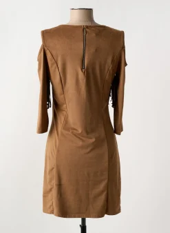 Robe Courte Ell'a Marron Fonce Manches Longues