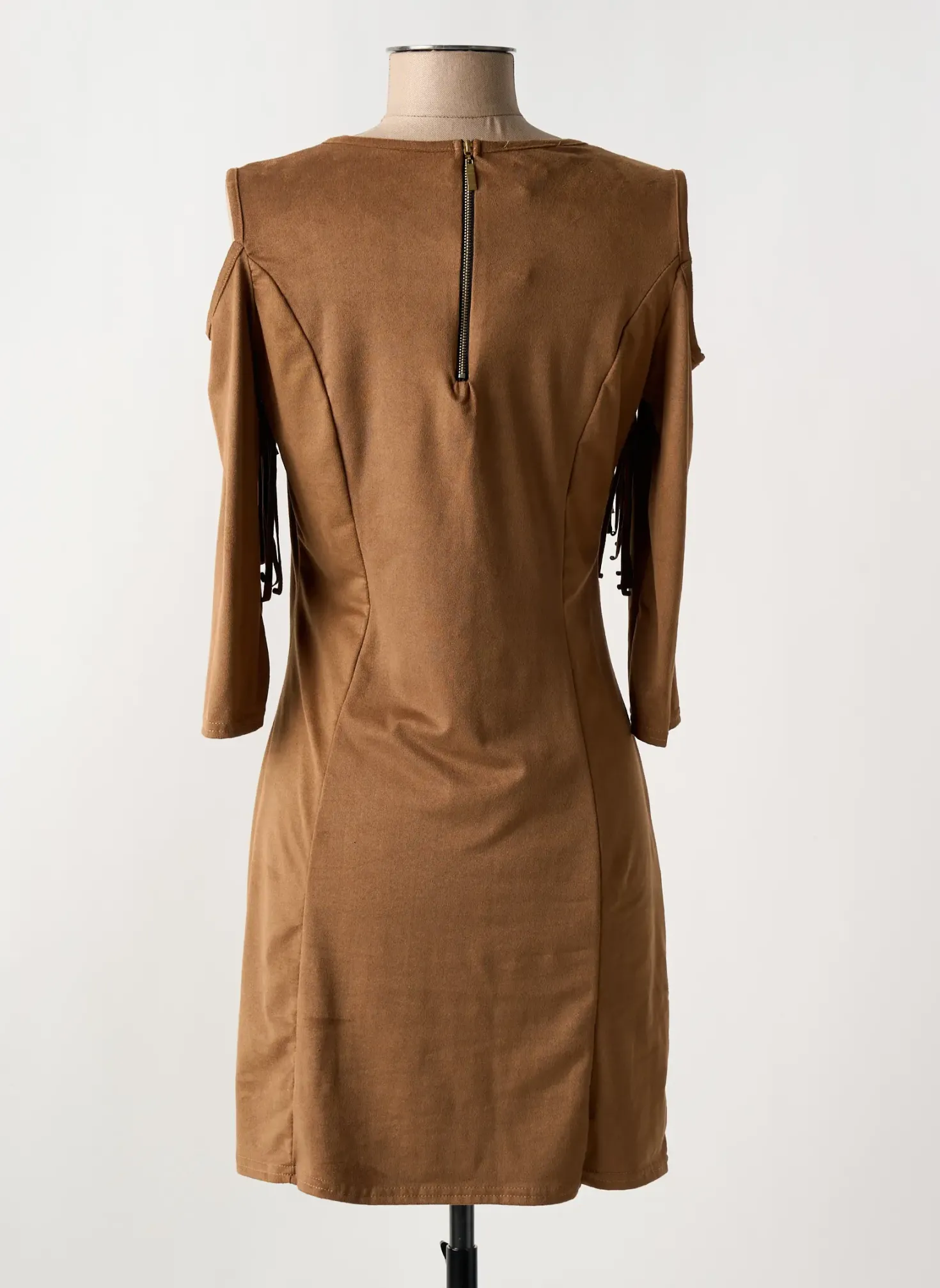 Robe Courte Ell'a Marron Fonce Manches Longues