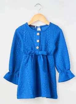 Robe Courte Fanny Look Bleu Manches Longues