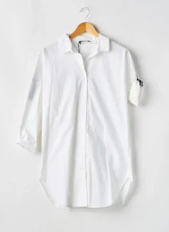 Robe Courte Karl Lagerfeld Blanc Manches Longues