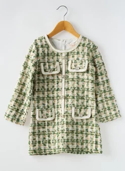 Robe Courte Kids Star Vert Manches Longues