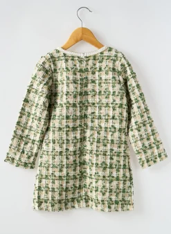 Robe Courte Kids Star Vert Manches Longues