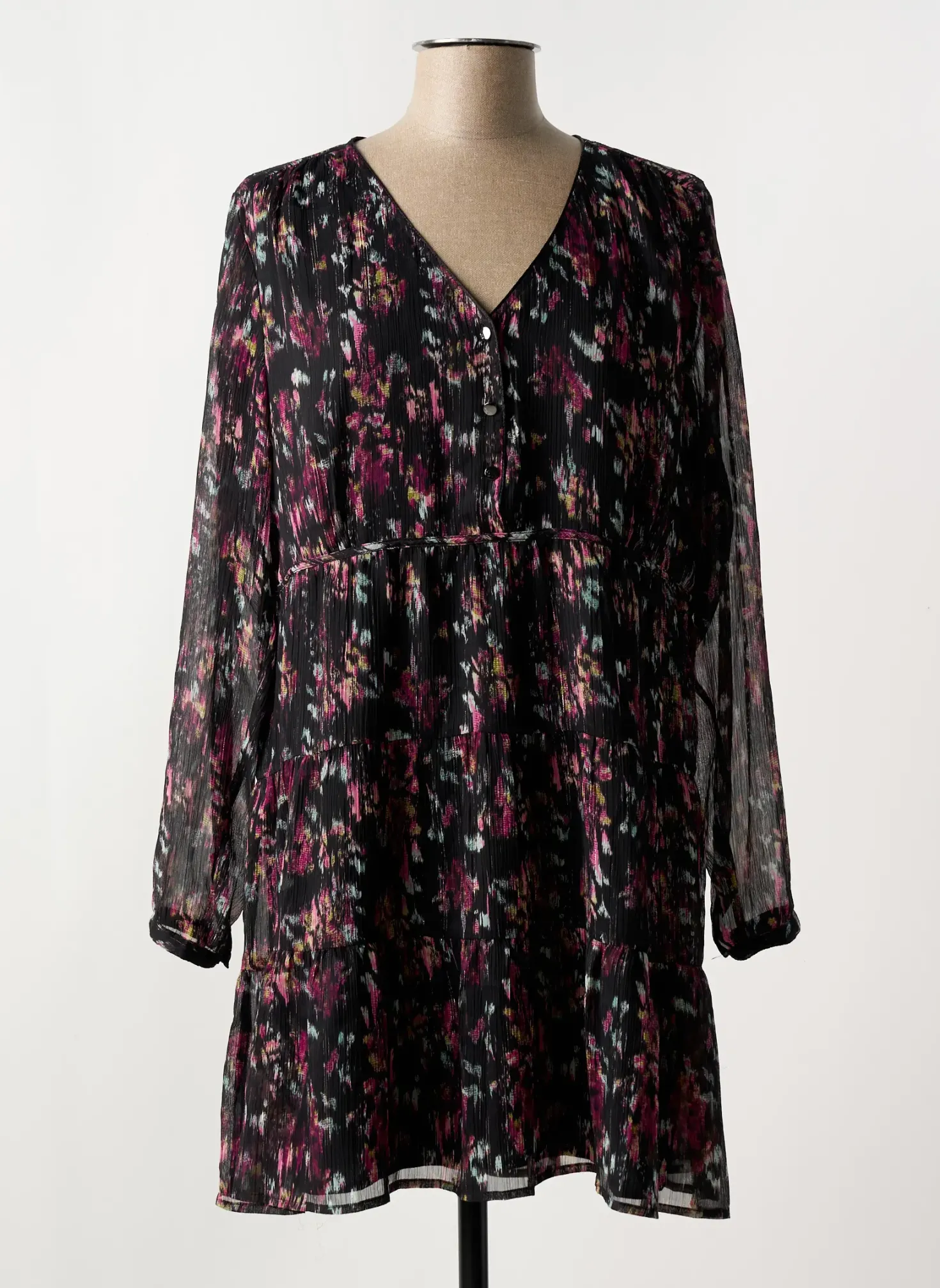 Robe Courte Le Temps Des Cerises Noir Manches Longues