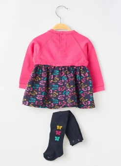 Robe Courte Losan Rose Manches Longues