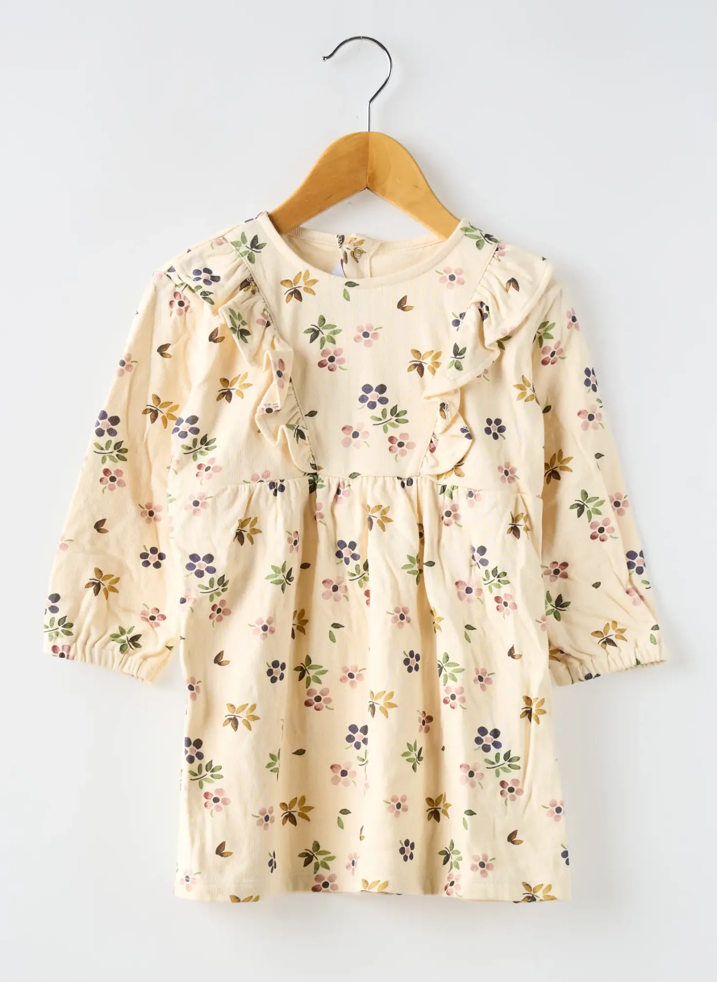 Robe Courte Petit Bateau Beige Manches Longues