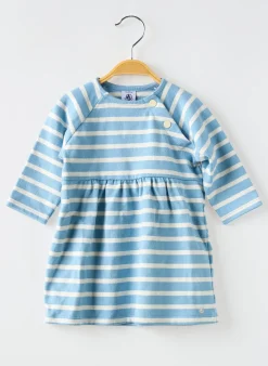 Robe Courte Petit Bateau Bleu Manches Longues