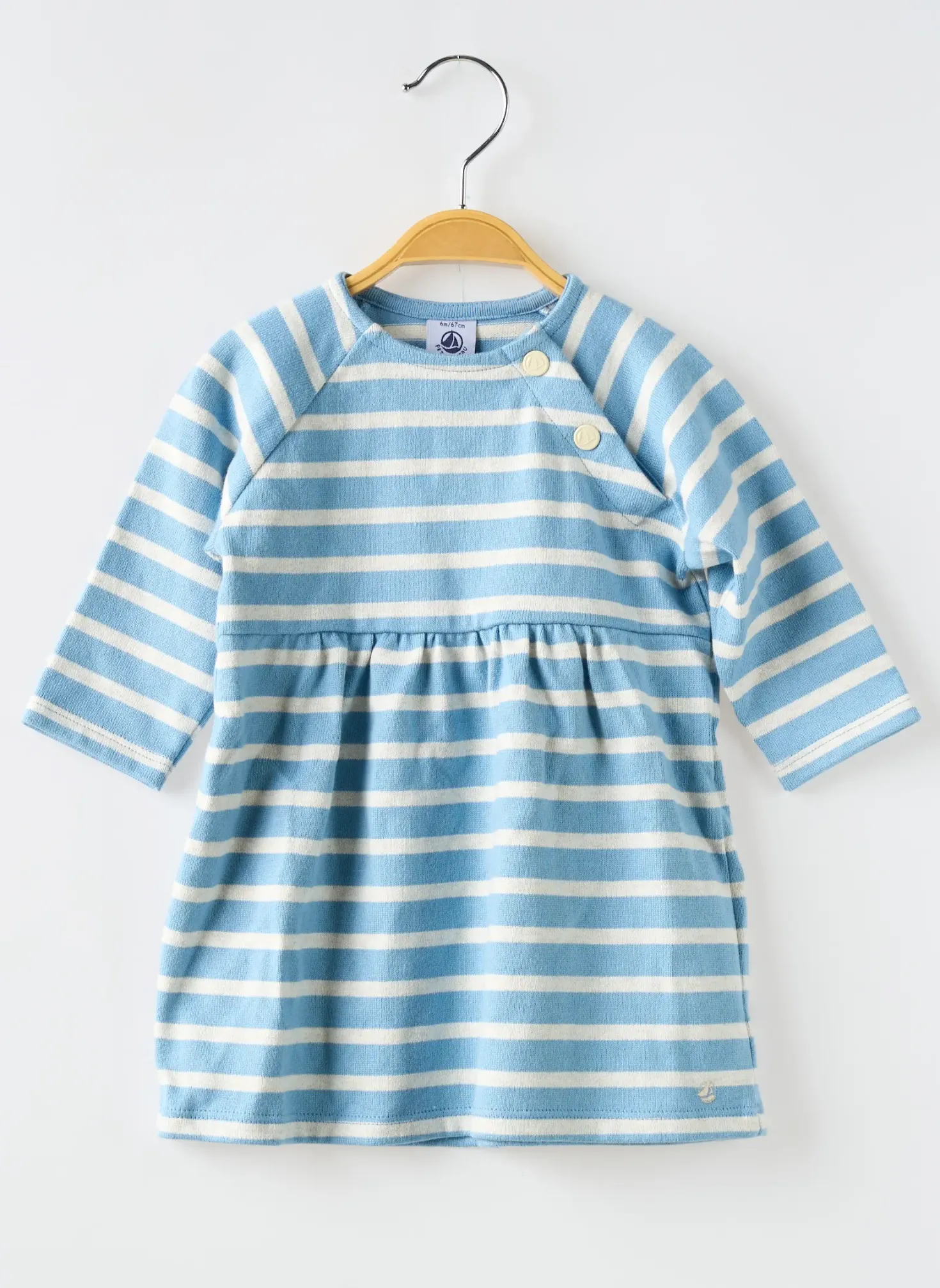 Robe Courte Petit Bateau Bleu Manches Longues