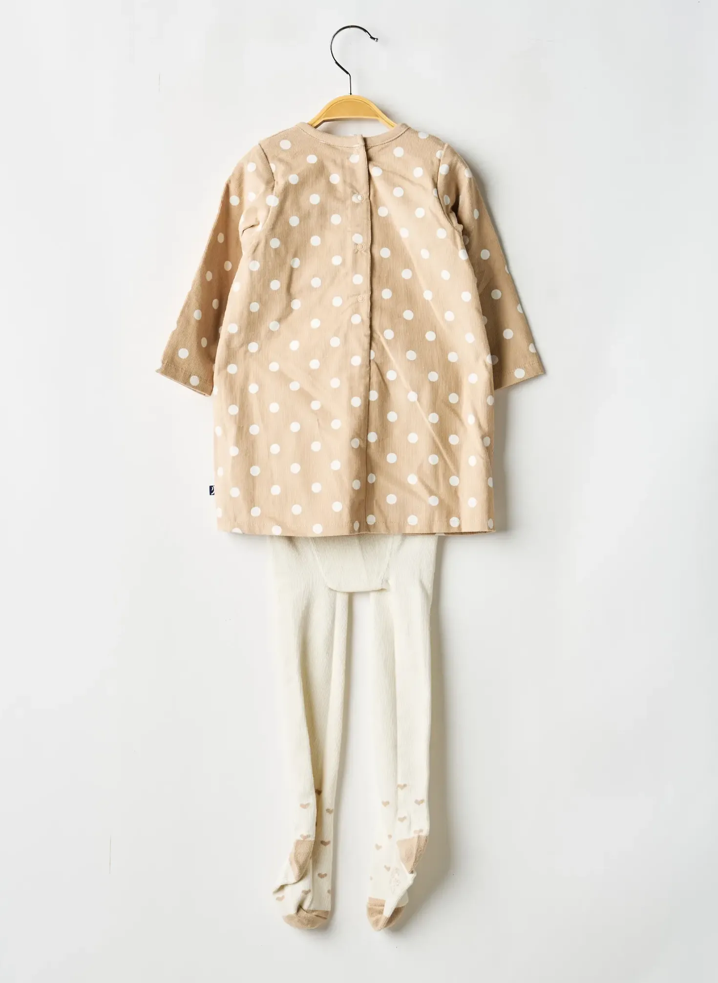 Robe Courte Sucre D'orge Beige Manches Longues