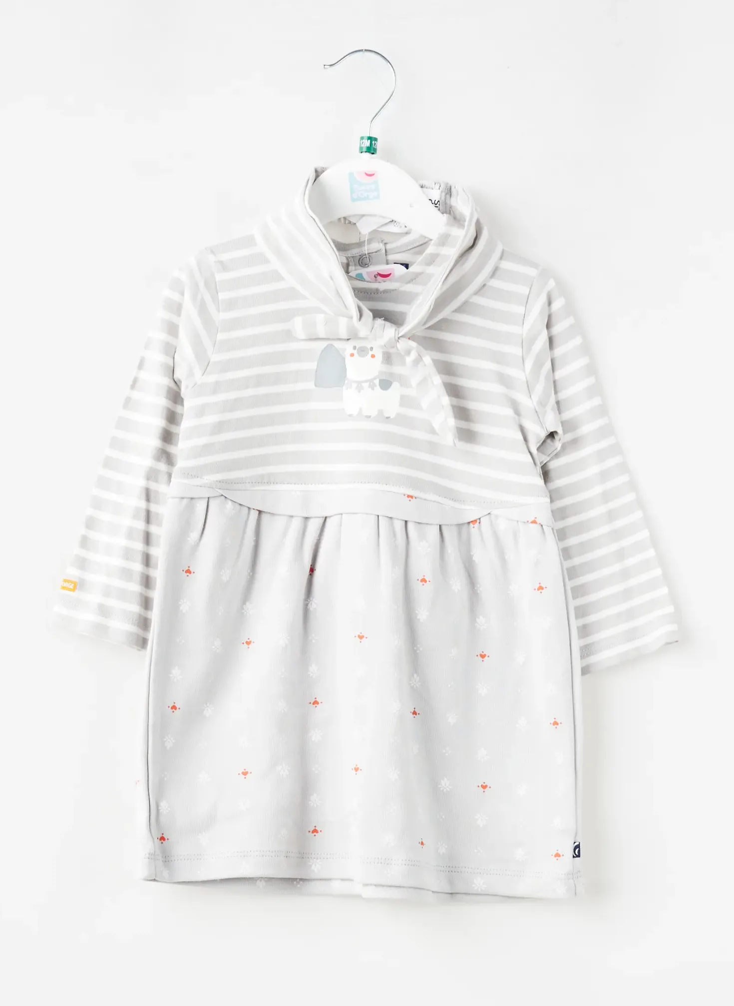Robe Courte Sucre D'orge Gris Manches Longues