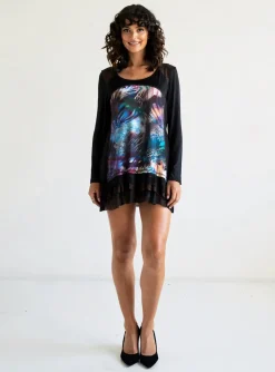 Robe Courte Suzanna Noir Manches Longues