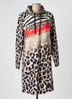 Robe Courte Tuzzi Beige Manches Longues