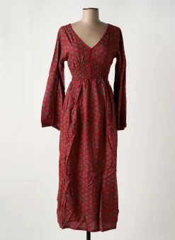 Robe Longue Bamboo's Rouge Manches Longues