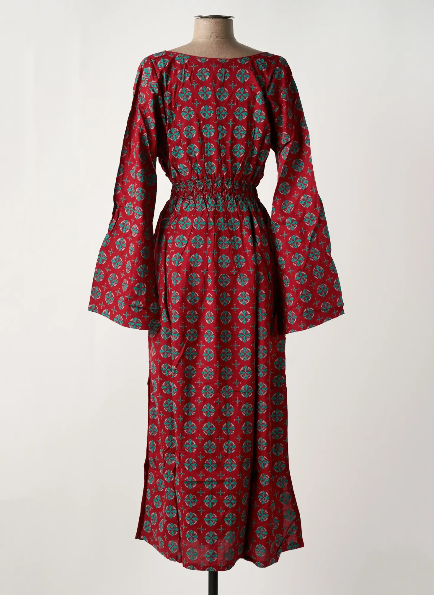 Robe Longue Bamboo's Rouge Manches Longues