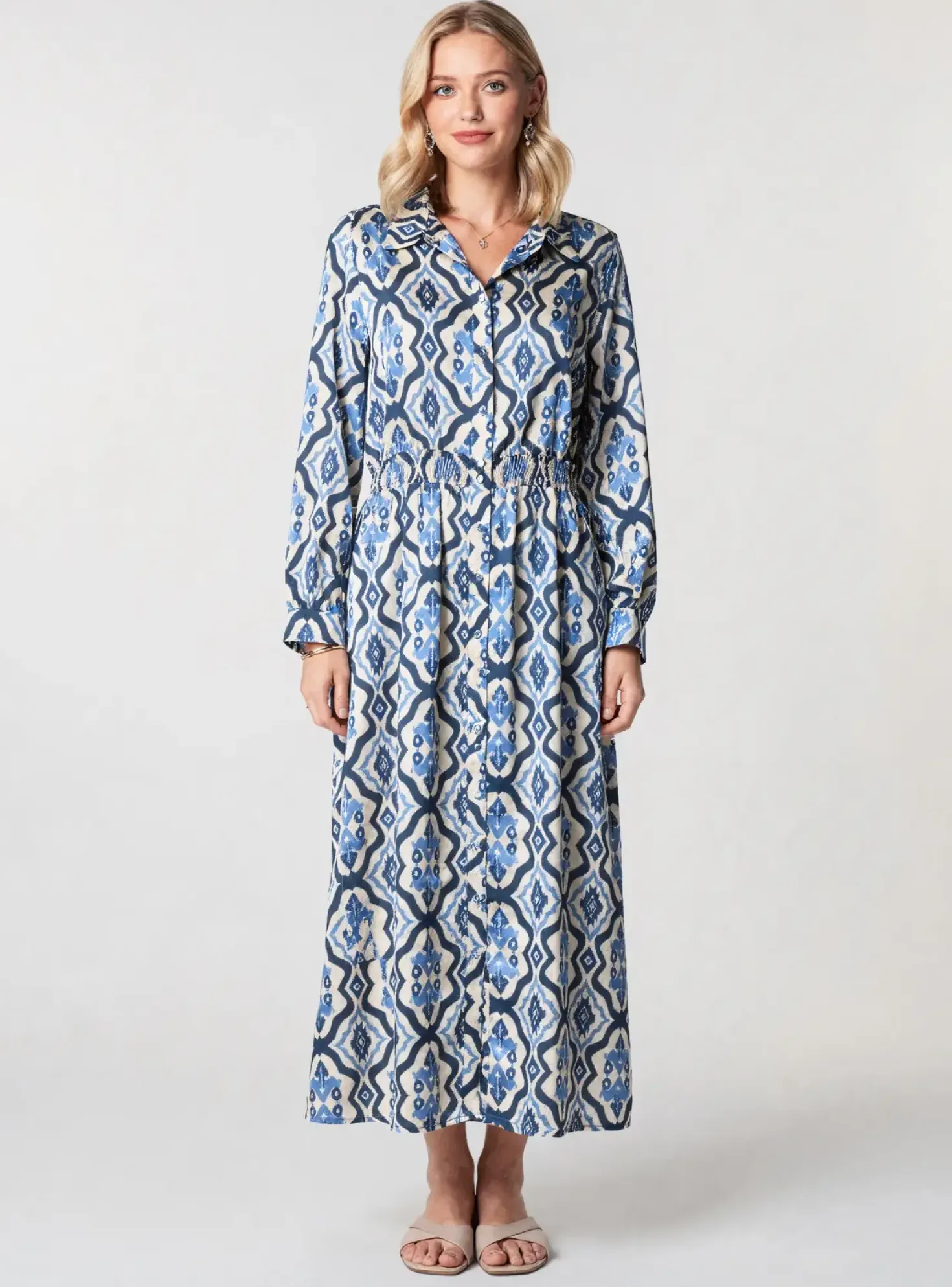 Robe Longue La Petite Etoile Bleu Manches Longues