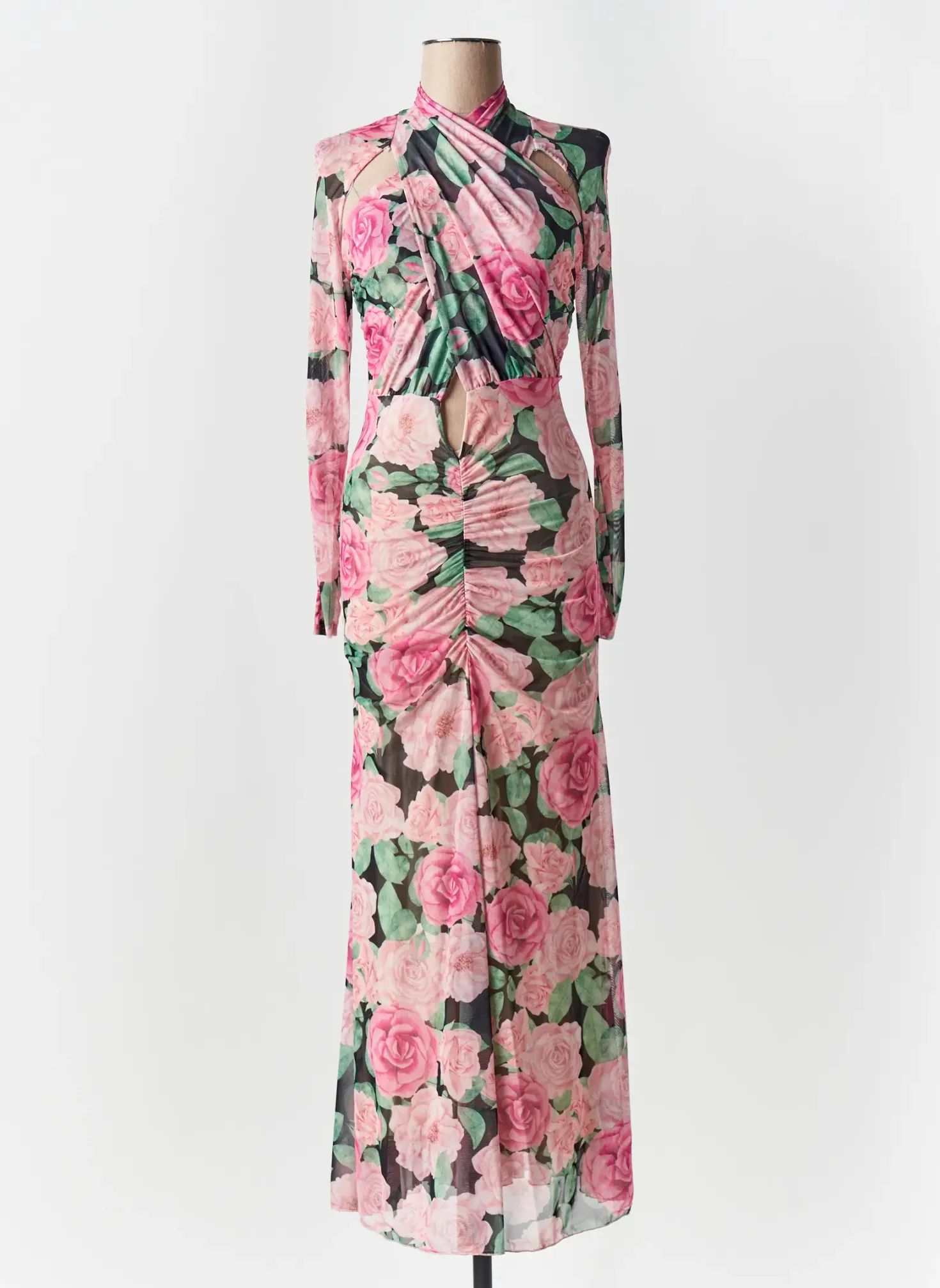 Robe Longue Lumina Rose Manches Longues