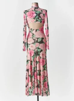 Robe Longue Lumina Rose Manches Longues