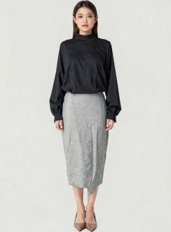 Robe Mi-longue Alto Giro Noir Manches Longues