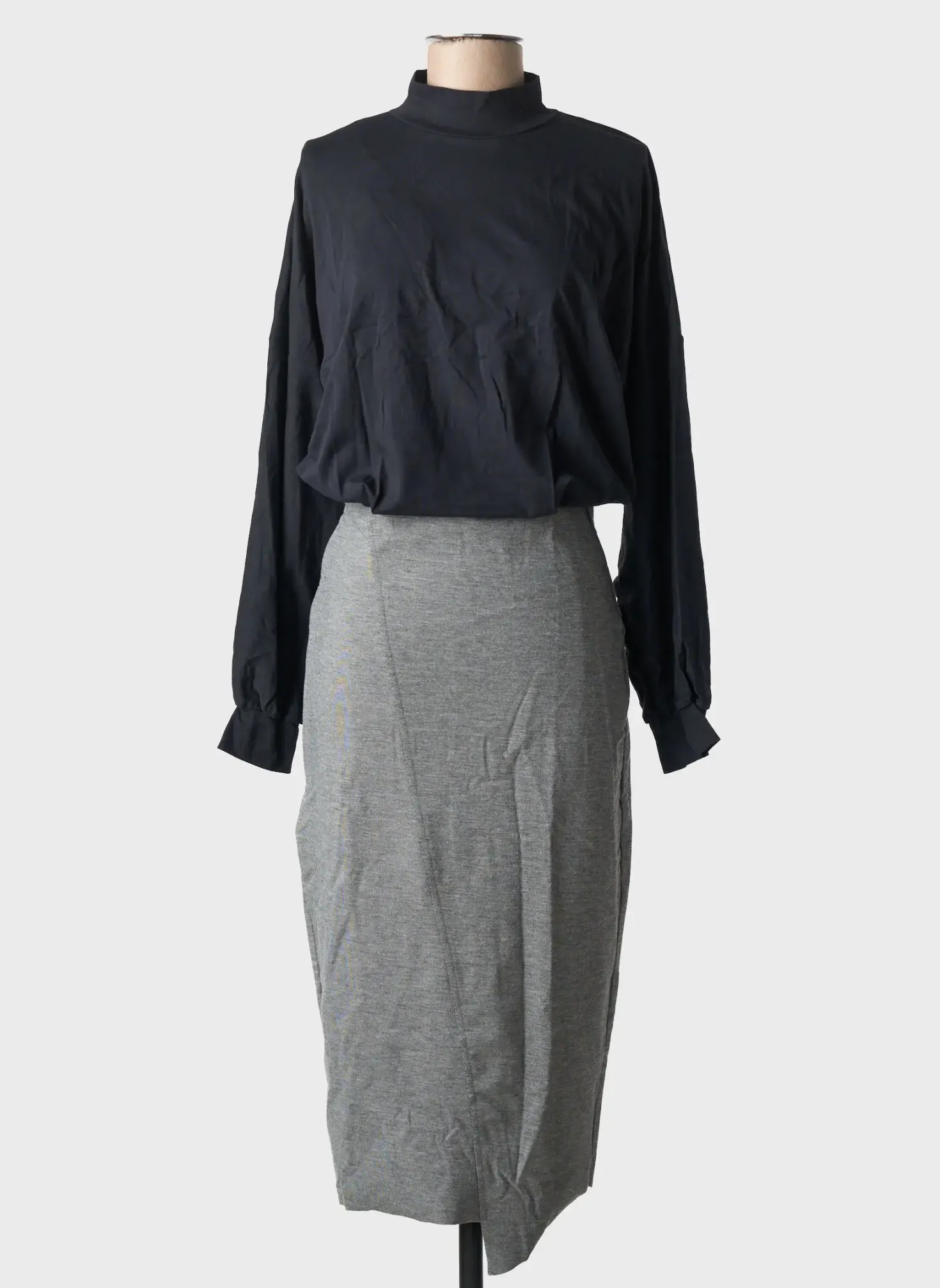 Robe Mi-longue Alto Giro Noir Manches Longues
