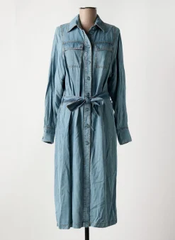 Robe Mi-longue Angela Davis Bleu Manches Longues