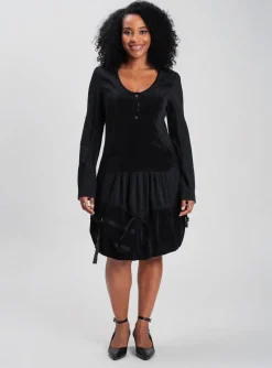 Robe Mi-longue Areline Noir Manches Longues