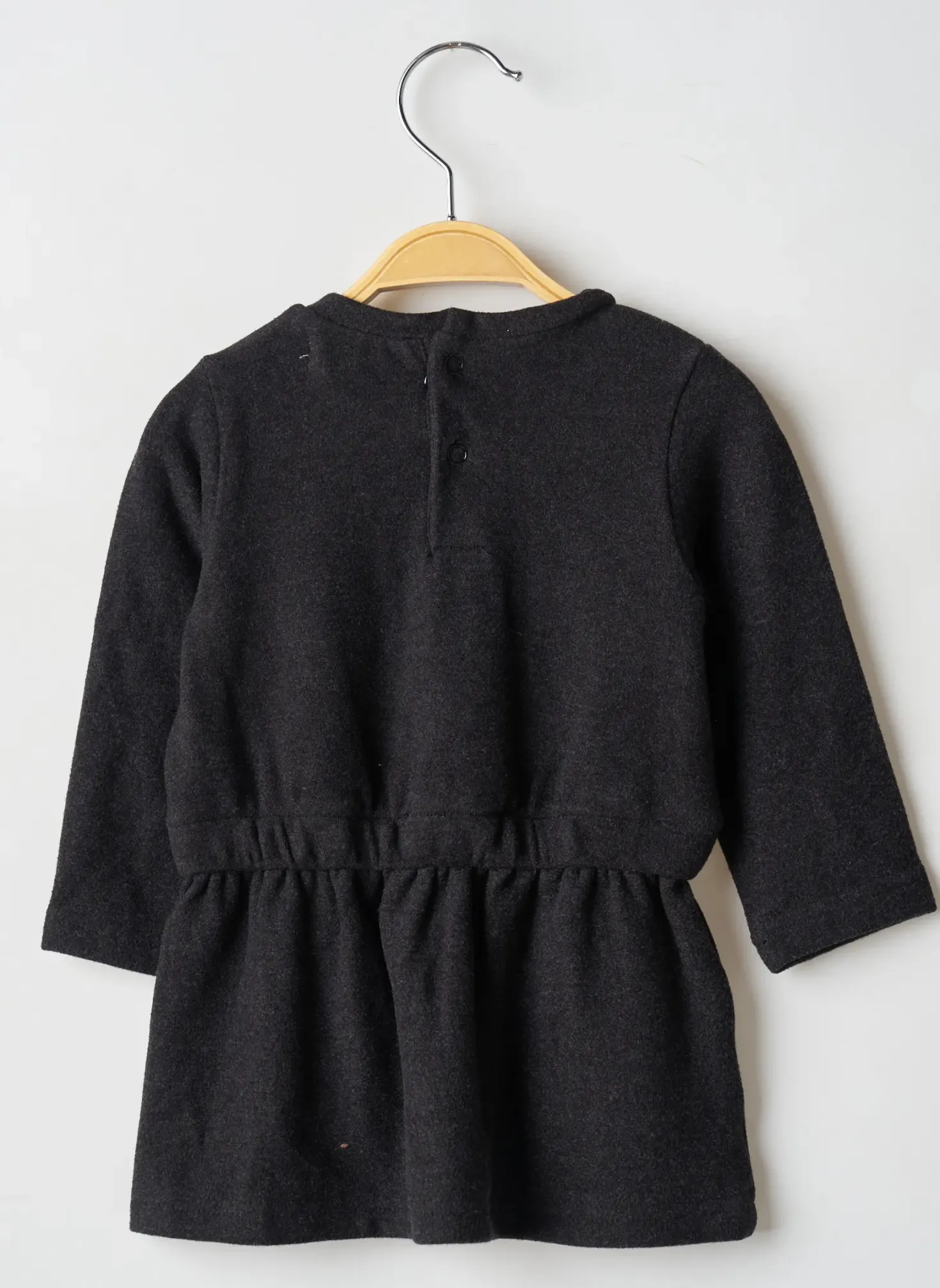 Robe Mi-longue Baby Bol Noir Manches Longues