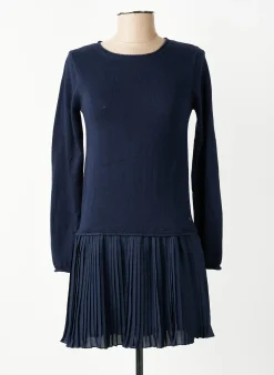 Robe Mi-longue Beckaro Bleu Manches Longues