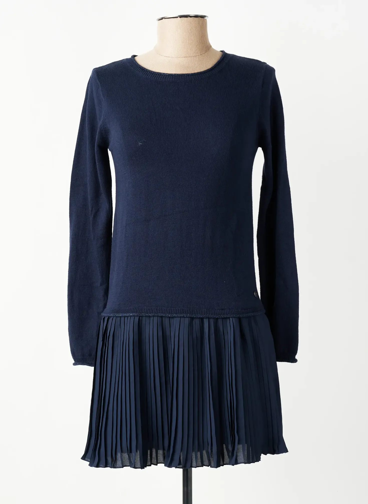 Robe Mi-longue Beckaro Bleu Manches Longues