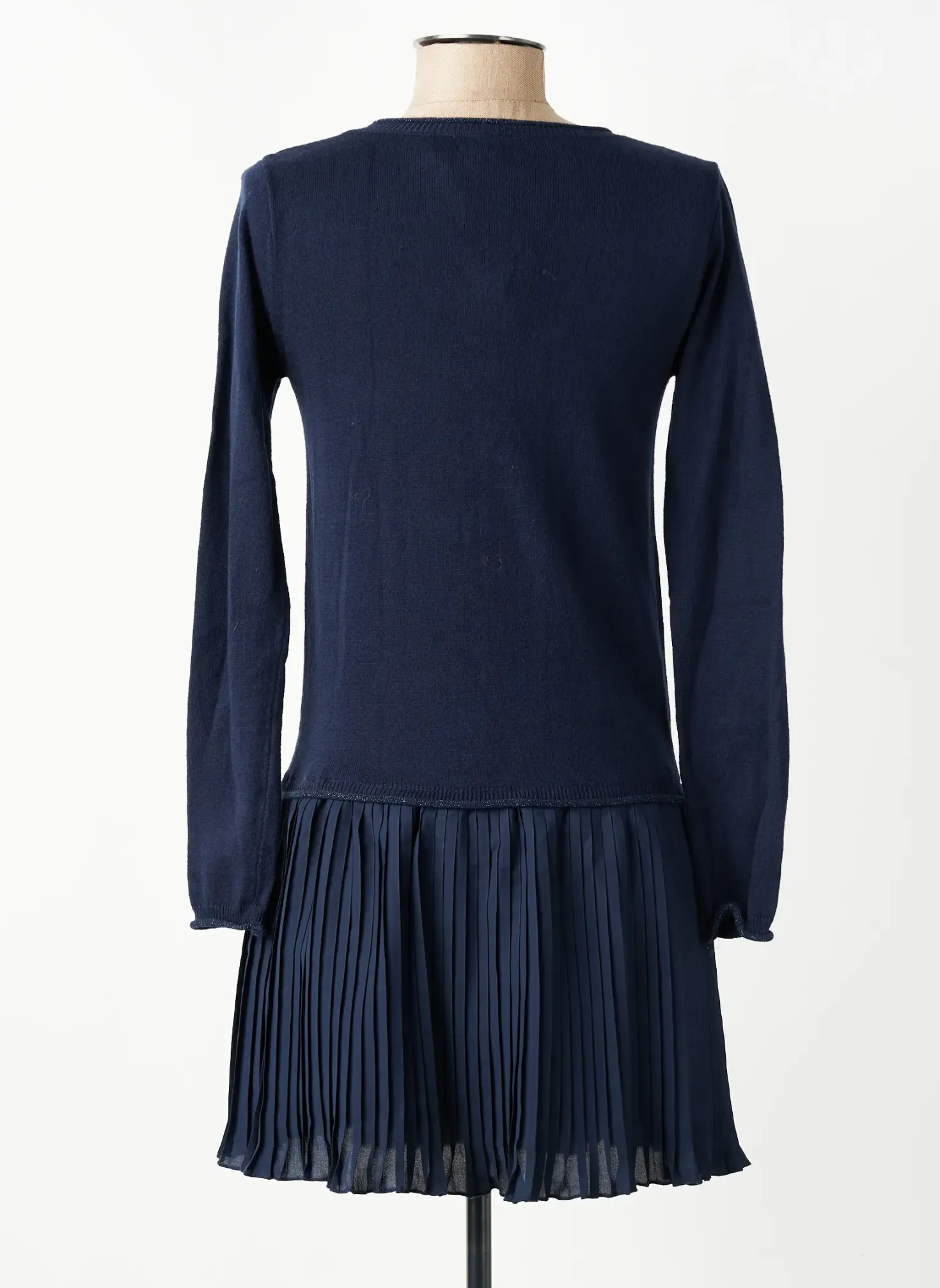 Robe Mi-longue Beckaro Bleu Manches Longues