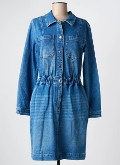 Robe Mi-longue C'est Beau La Vie Bleu Manches Longues