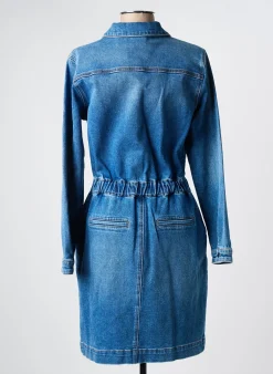 Robe Mi-longue C'est Beau La Vie Bleu Manches Longues