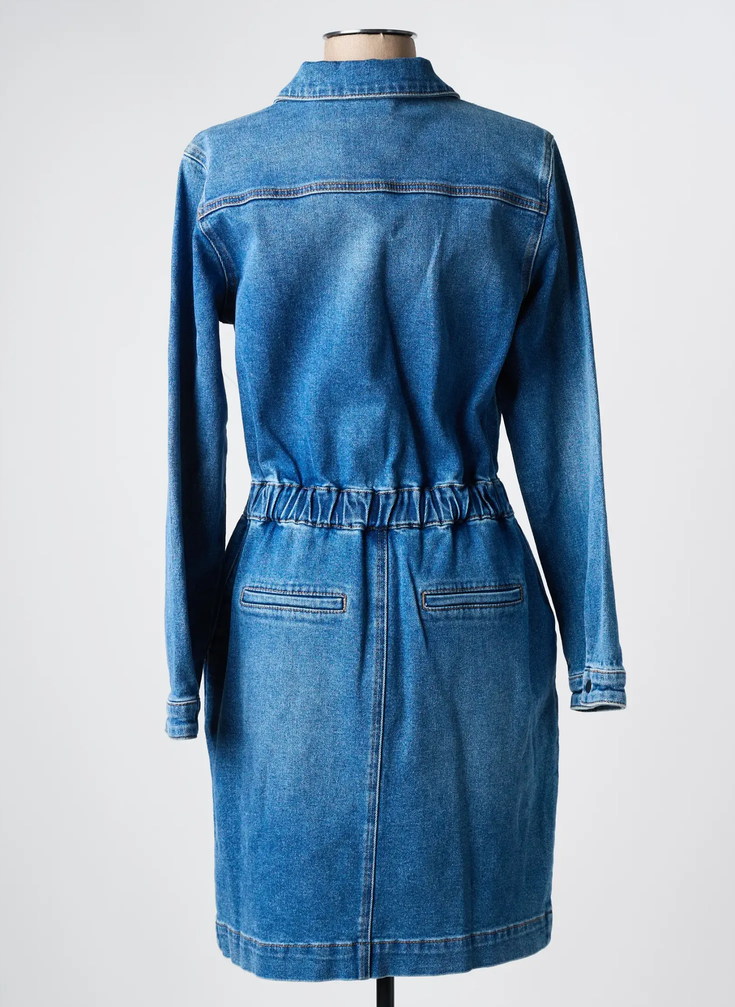 Robe Mi-longue C'est Beau La Vie Bleu Manches Longues