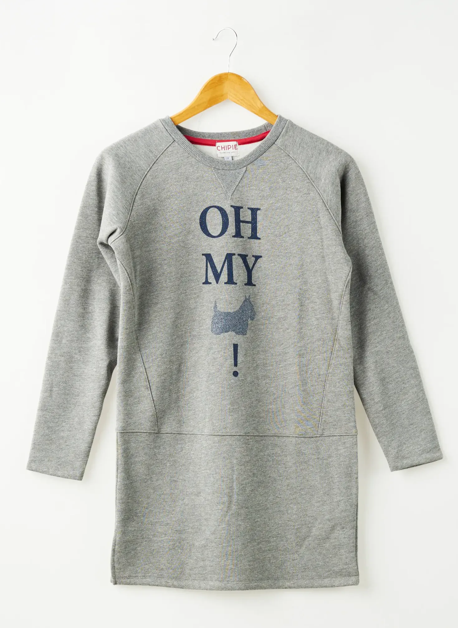 Robe Mi-longue Chipie Gris Manches Longues