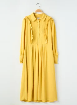 Robe Mi-longue Claudie Pierlot Jaune Manches Longues