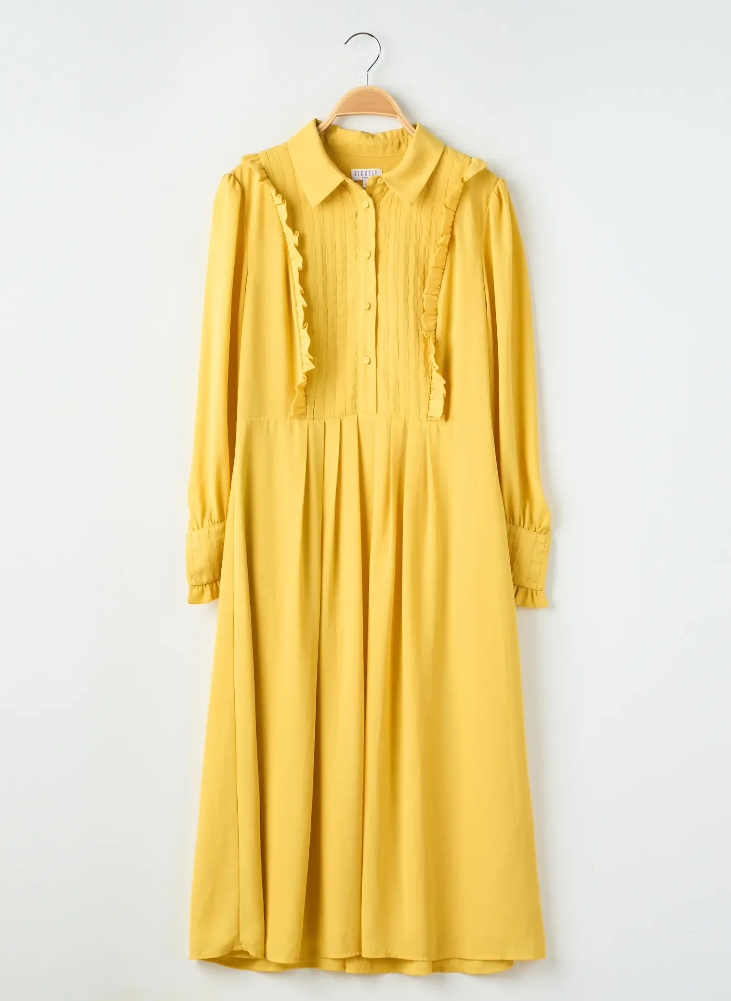 Robe Mi-longue Claudie Pierlot Jaune Manches Longues