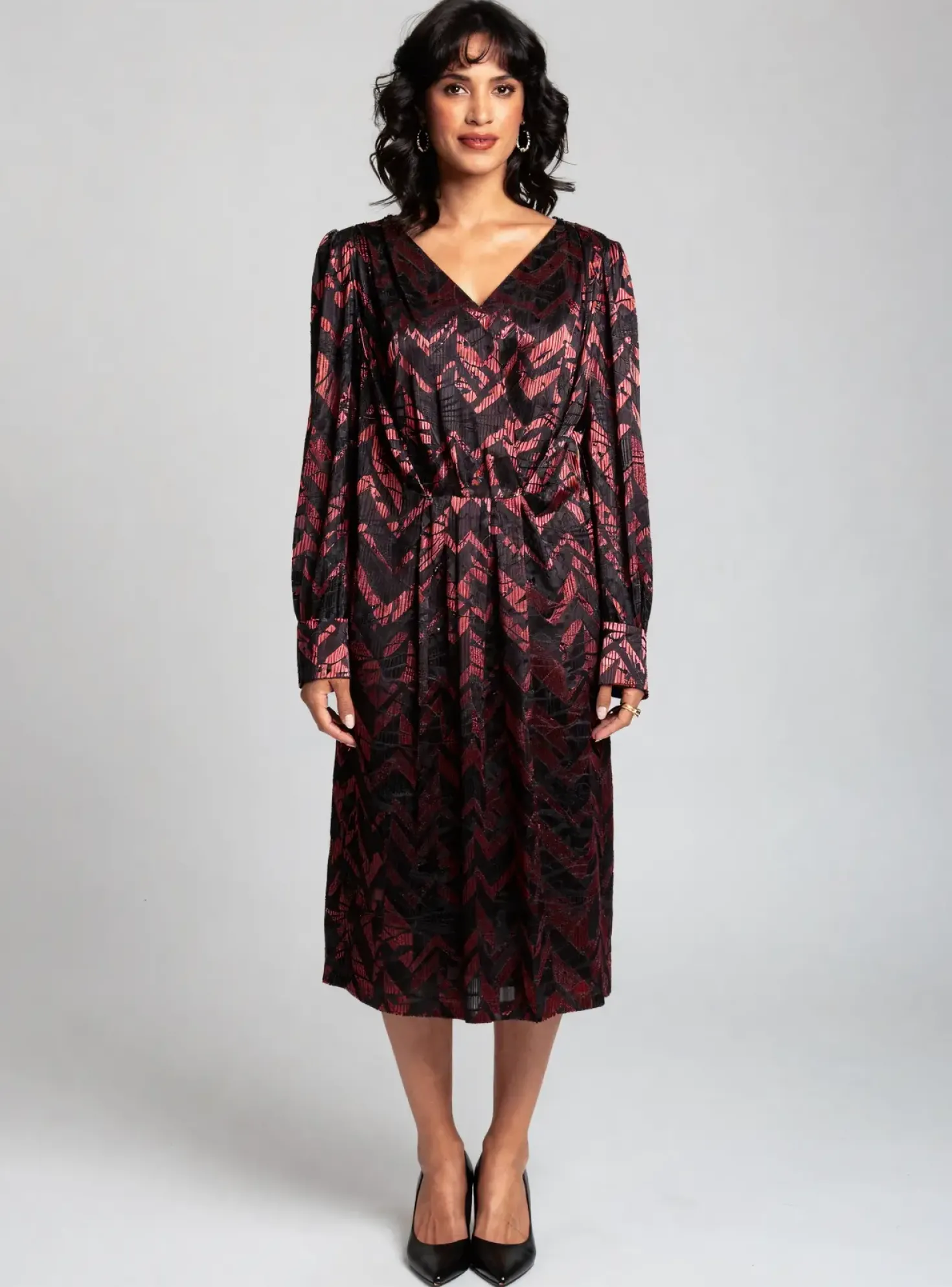 Robe Mi-longue Damart Noir Manches Longues