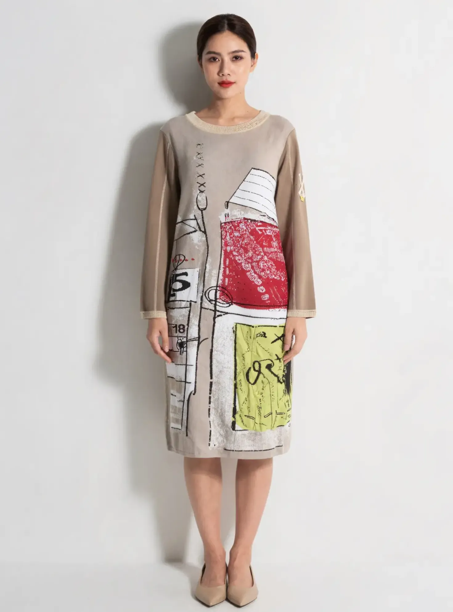Robe Mi-longue Elisa Cavaletti Marron Manches Longues