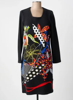 Robe Mi-longue France Rivoire Noir Manches Longues