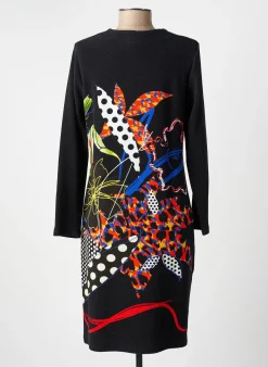 Robe Mi-longue France Rivoire Noir Manches Longues