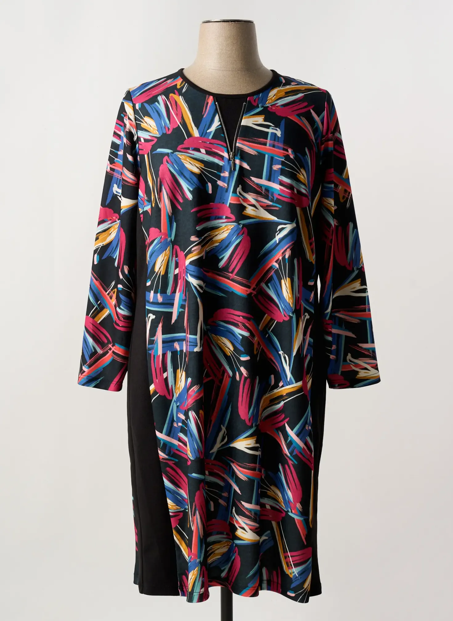 Robe Mi-longue France Rivoire Noir Manches Longues