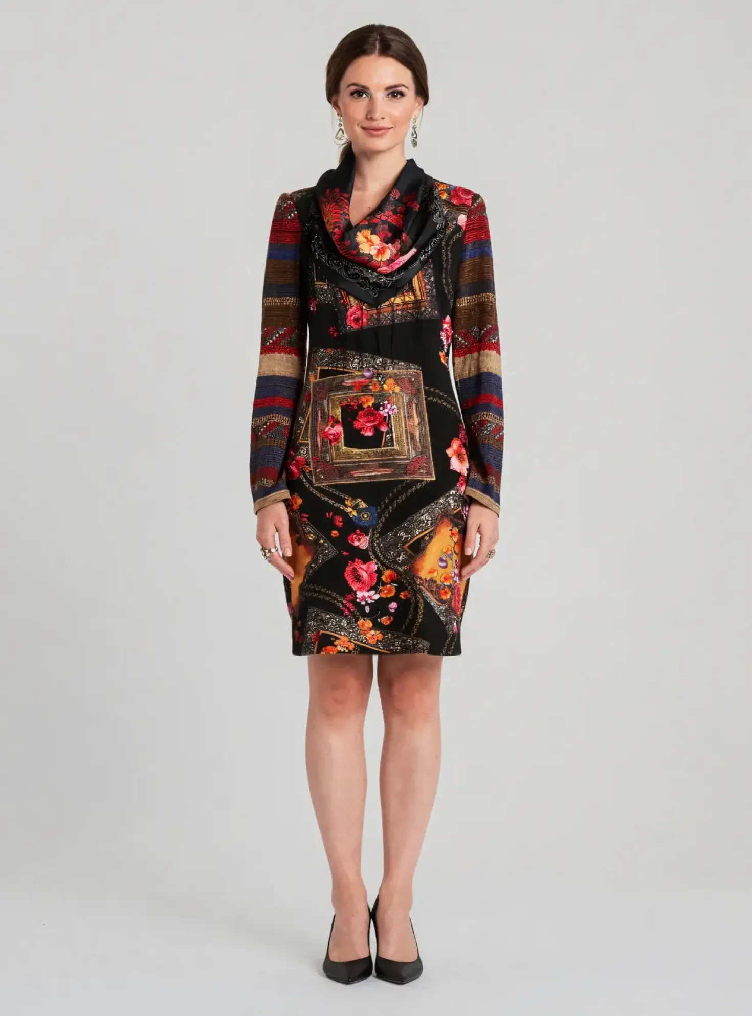 Robe Mi-longue 101 Idees Noir Manches Longues