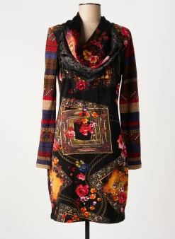 Robe Mi-longue 101 Idees Noir Manches Longues
