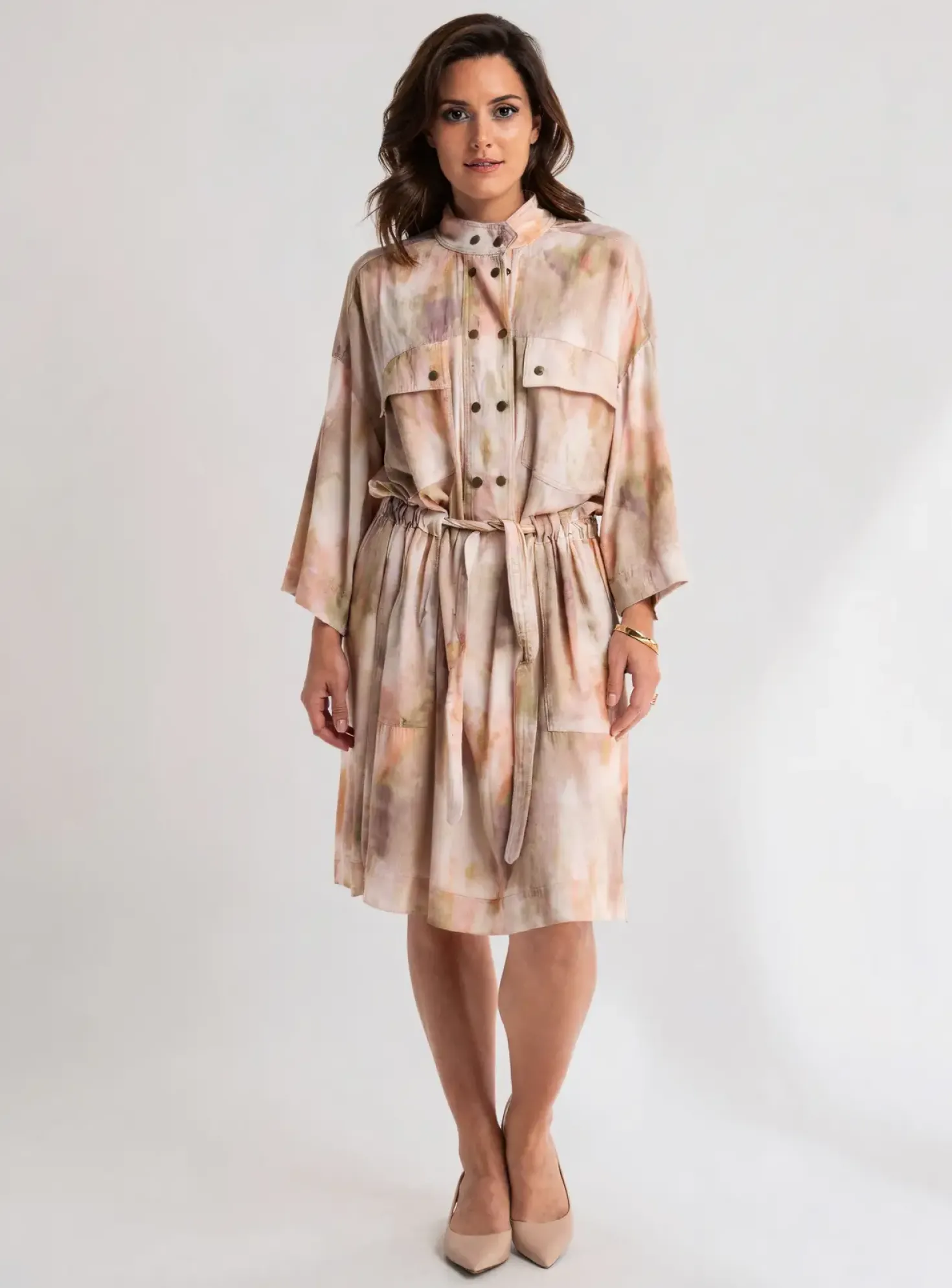 Robe Mi-longue Indi & Cold Beige Manches Longues